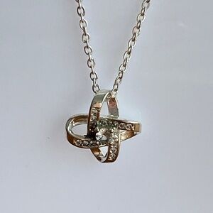 Silver plated adjustable Knot Pendant Necklace with crystal